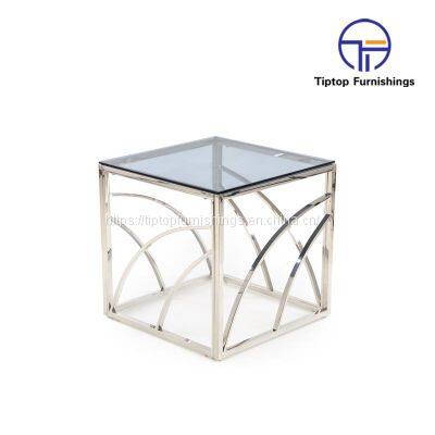 Round stainless steel marble black glass top coffee tables set minimalist style end side corner table