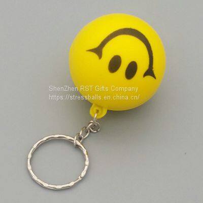 Pu Foam Smiley ball Anti Stress Ball Keychain – Stress Relief for Sports Fans