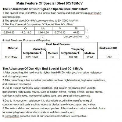 High Level Knife Steel, German Solingen Scissors Steel Supplier,hot Rolling Special Steel Sheets 9Cr18MoV / EN X90CrMoV18