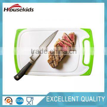 3-Piece Dishwasher Safe Plastic Cutting Board Set With Non-Slip Feet and Deep Drip Juice Groove, White With Lime Green photo-3