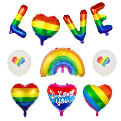 Hei?e Regenbogen-Herz-Ballon Gay Pride Love Is Love Folienballons Regenbogen LGBT Pride Month Ballons Pride Parade Gay Party Utensilien