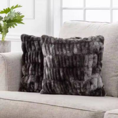 Double-Sided Faux Fur Plush Decorative Throw Pillow Covers Ruched Soft Polyester Cushion for Sofa Couch Bedroom Home Use