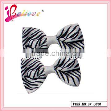 Europe & America crazy hot selling grosgrain handmade animal patter ribbon bow hairgrips (DW-0030)