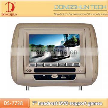 Rotatable panel 7inch Headrest DVD player with USB,SD,built in games/IR&FM transmitter.