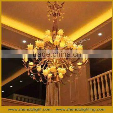 newest design flower candle chandelier light&heigh ceiling gold copper chandelier