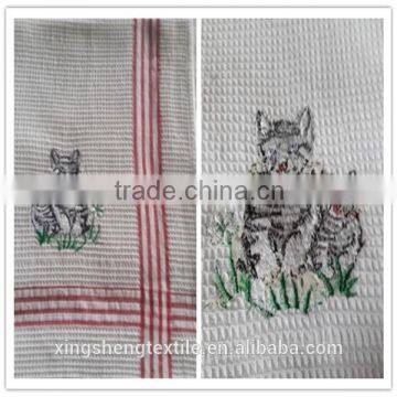 100% Cotton Waffle Embroidered Tea Towel photo-3