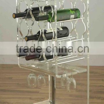 Clear Acrylic Wine Bottle Holder with Acrylic Wine Glasses Rack