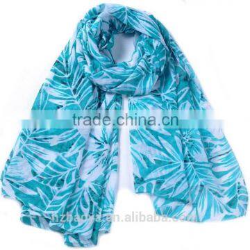 100% Chiffion leaf print large size scarf