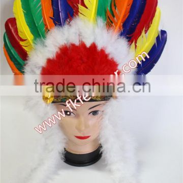 New Products 2016 Feather Headpiece Carnival Turkey Feather Headdress For Samba