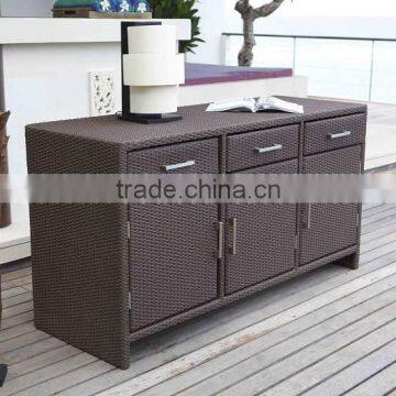 Indoor Outdoor PE Black Cane Wicker Waterproof Cabinet(DH-21)