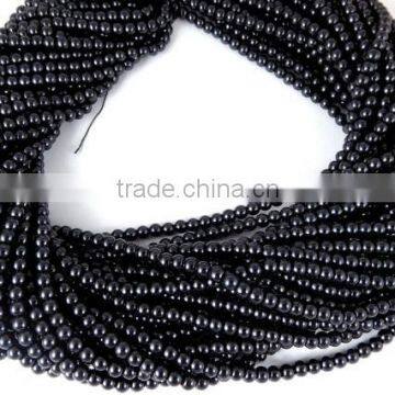 5 Strands Black Pearl Smooth 4.5mm Rondelle Glass Pearl Beads Strands,Acrylic Pearl beads,Jewelry Pearl,Pearlized Beads,