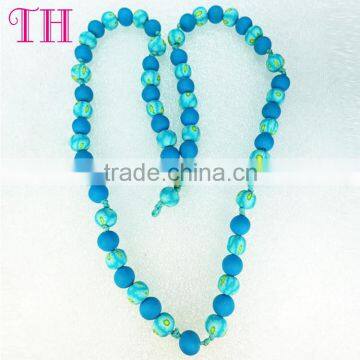 2016 hot sale blue adult long handmade beads necklace for women