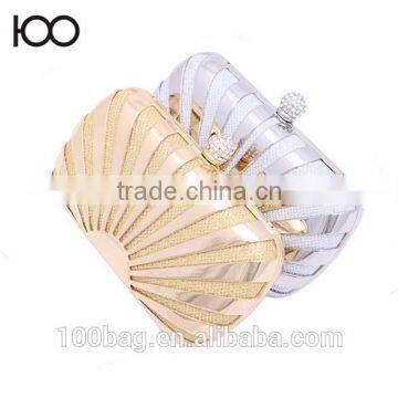 Gold Clutch Bags Sun Style Luxury Metallic Evening Bag Woman Party Clutches Elegant Bridesmaid Handbag Shell Stripe Purse photo-3