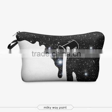 miky way paint cosmetic bag 3d print cosmetic bag high quality wholesale travel makeup cases with zippers pouch purses wallets