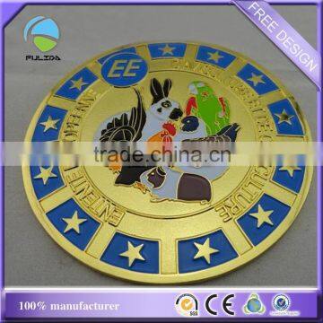 custom Protection of animals soft enamel gold round souvenir pin badge