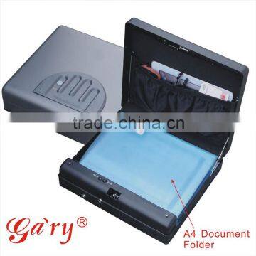 Wholesale- MS550 Micro Vault Biometric Fingerprint Car Gun Pistol Mini A4 Document File Storage Steel Safe Box / Gun Vault