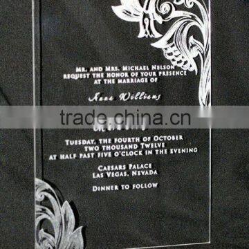 High Transparent custom royal wedding invitation card acrylic material