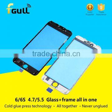 Factory price 2 in 1 Original Outer lens Glass with Frame for iPhone 6S Plus LCD Refurbishing parts