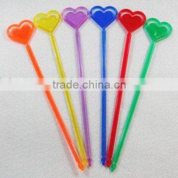 Heart swizzle stick / muddler / plastic stirrer / drink stirrer