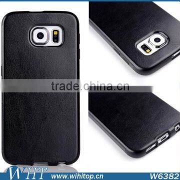 Crazy Horse Pattern TPU Back Cover Leather Coated Case for Samsung Galaxy S6 G9200