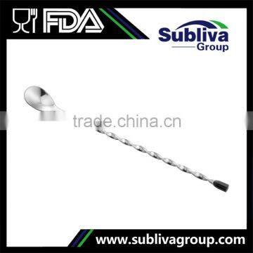 Novelty 288mm Stainless Steel 304 Flat Disc Twisted Cocktail Spoon