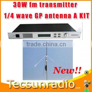 Fmuser 30W 1U Professional FM Exciter Broadcast Transmitter wireless Receiver fm radio low price portable and 1/4 wave GP antenn