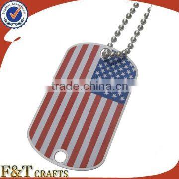 custom shape country flag stainless steel plain 2 hole dog metal tag with chain pendant