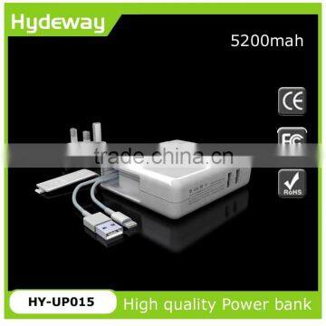 Wholesale  travel two-in-one 5200mah power bank with plug and usb cable