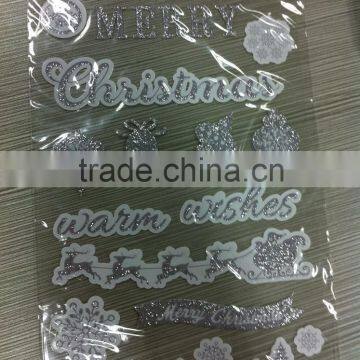 2015 New Design Merry Christmas Glitter Pvc Sticker, Custom Paper Sticker,home Decoration Pvc Sticker Paper photo-3