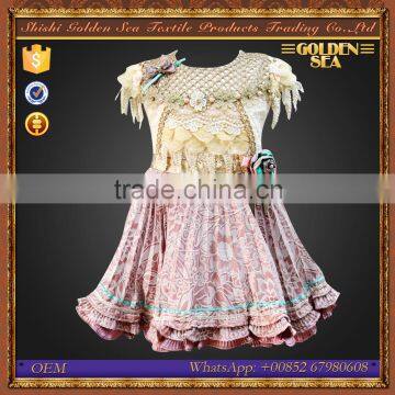 Girls Turkish Mesh Jacquard Fabrics Children Latest Fashion Dress