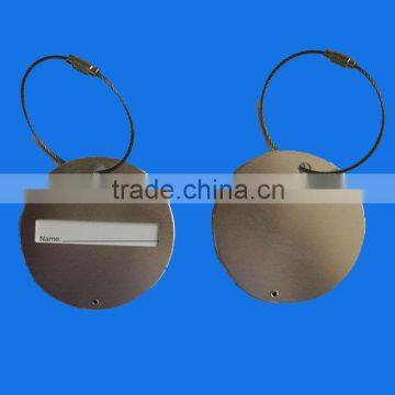 cheap aluminum luggage tag with ring attached