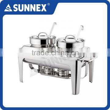 SUNNEX Hot Sale Highly Polished Stainless Steel 4ltr*2 Chafer Warmer