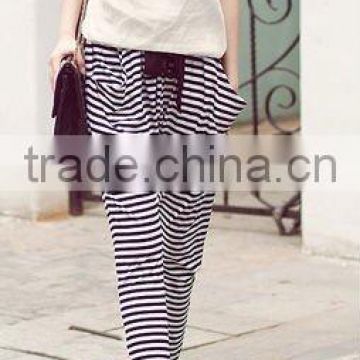 new style for ladies black and white stripe harem pants