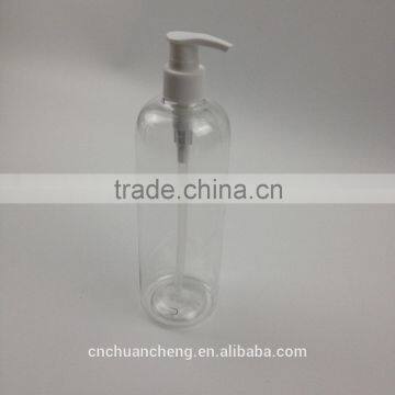 100ml clear hotel shampoo round shape PET plastic bottle with pump sprayer