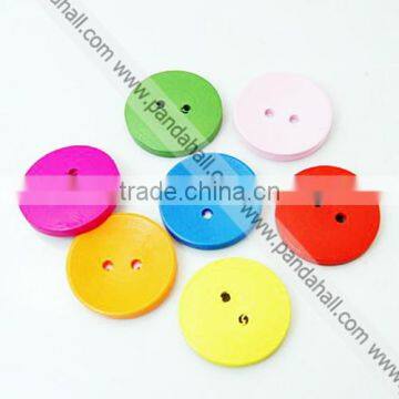 Garment Accessories 30mm Round Large Buttons Mix Colored Lead Free Clothing Buttons(WOOD-E002-30mm-LF)