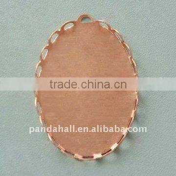 Brass Cabochon Settings, Oval, Unplated Color, about 18x25mm(KK-C2896-2-R)