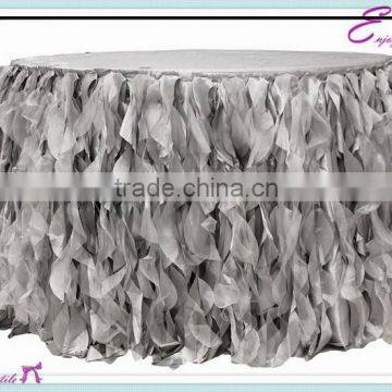 YHK#45 curly table skirt - polyester banquet wedding wholesale chair cover sash table cloth skirt linen