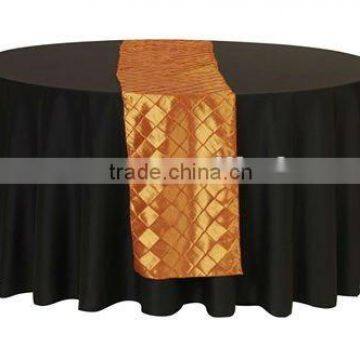 Brown pintuck taffeta table runner for weddings