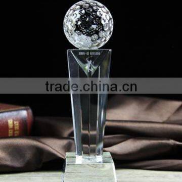 3D laser golf ball shape crystal trophy