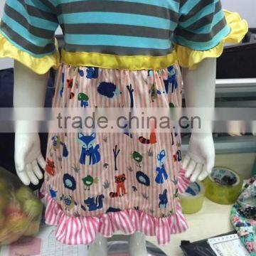 2016 Newest Boutique Girls Summer Outfits Popular Style Squirrel Printing Top Cotton Ruffle Outfits photo-2
