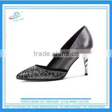 grey ladies sexy high heeled sequi dress shoe, summer high quality hot sale dress shoe, thin heeled dress shoe