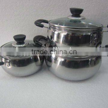 Stainelss Steel Belly-Shape 6 pcs Cooking Pot