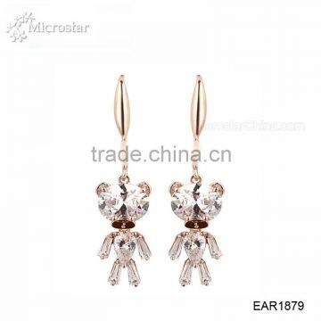 Lovely 18K Gold Animal Shape Diamond Long Golden Earring