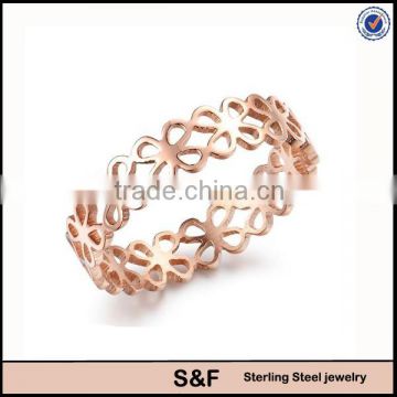 Hollow design IP Rose Gold Plating Class Ring