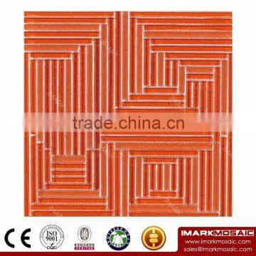 IMARK Lavender Linear Glass Mosaic Bright Orange Color Glazed Glass Mosaic Irregular Pattern