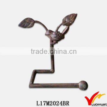 bird leaf decorated iron rustic antique wall coat hook