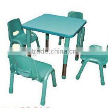 Baby Wood Furniture/height Adjustable Kid Study Table and 4 Chairs Set