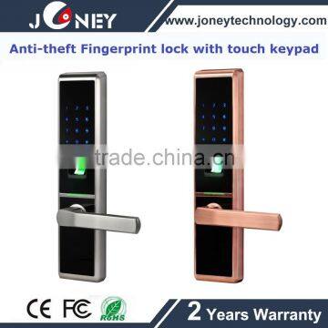 New Zinc Alloy Metal anti-theft door lock biometric fingerprint lock with touch keypad