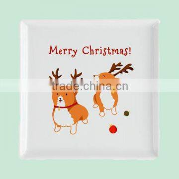 Wholesale Holiday Gift Corgi Christmas Ceramic Plate