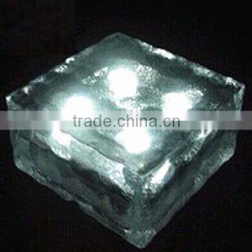 Frosted Waterproof Glass Led Ice Brick Paver Solar Pathway Garden Light photo-3